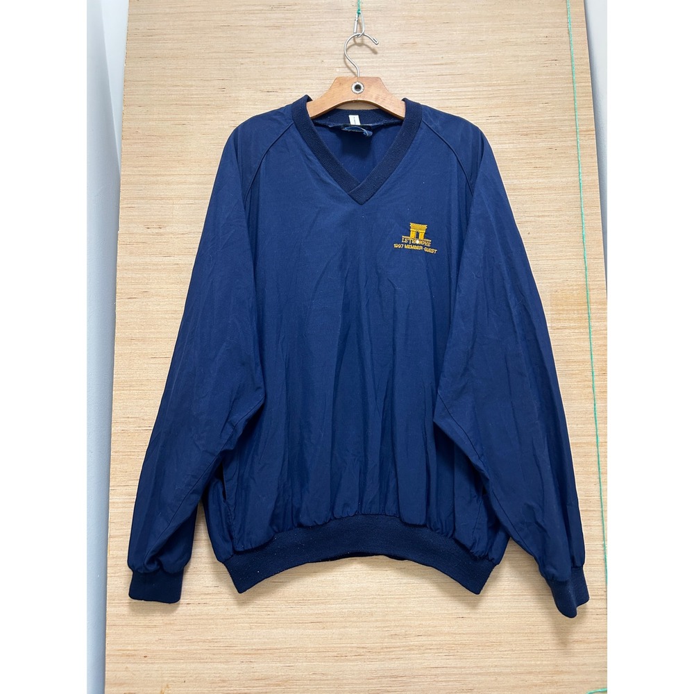 Sunderland of Scotland Mens XL Navy Blue V-Neck Golf Windshirt Le Triomphe 1997